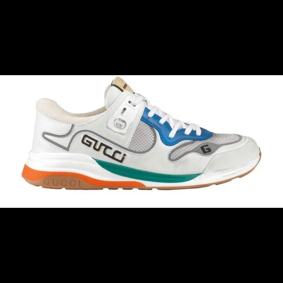 Gucci Ultrapace White/ Blue/Silver Sz 7.5 592348-02JM0-9089 - Picture 1 of 11